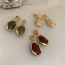 Vintage Golden Zircon Square Stone Earrings-ReesJewels-ReesJewels