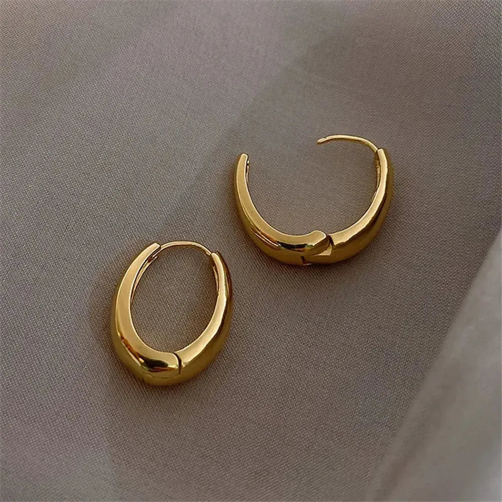 Vintage Hoop Metal Drop Earrings-ReesJewels-ReesJewels