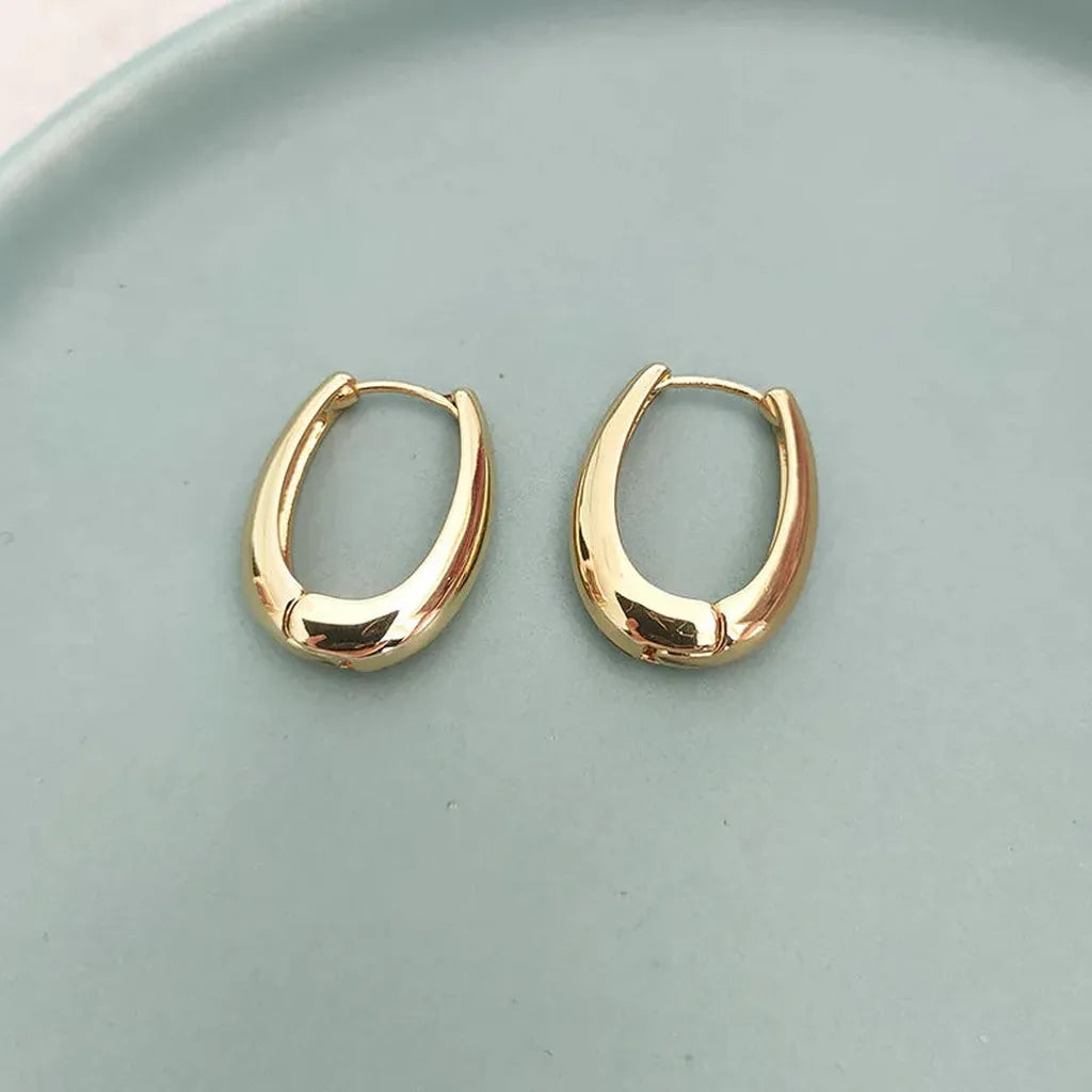 Vintage Hoop Metal Drop Earrings-ReesJewels-ReesJewels