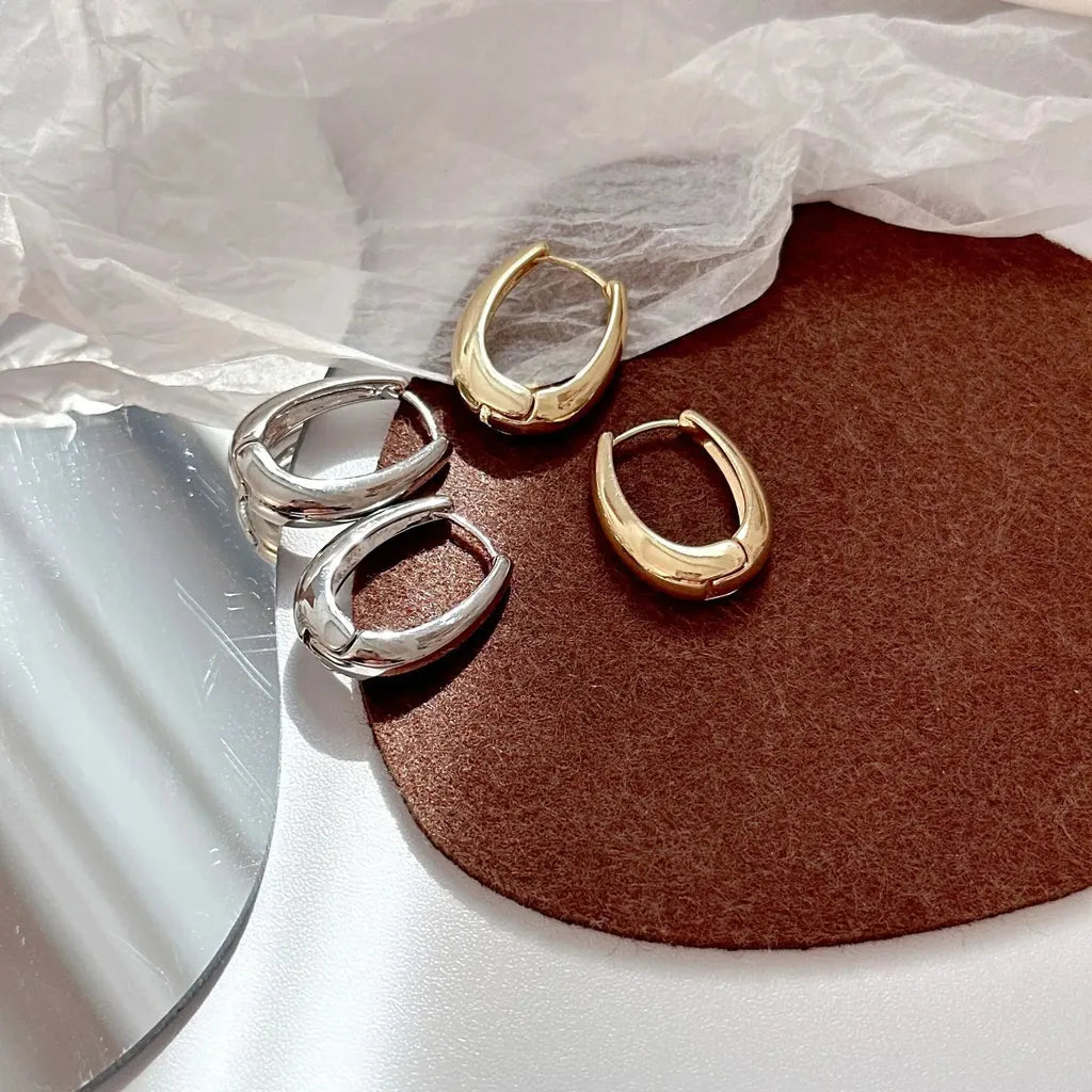 Vintage Hoop Metal Drop Earrings-ReesJewels-ReesJewels