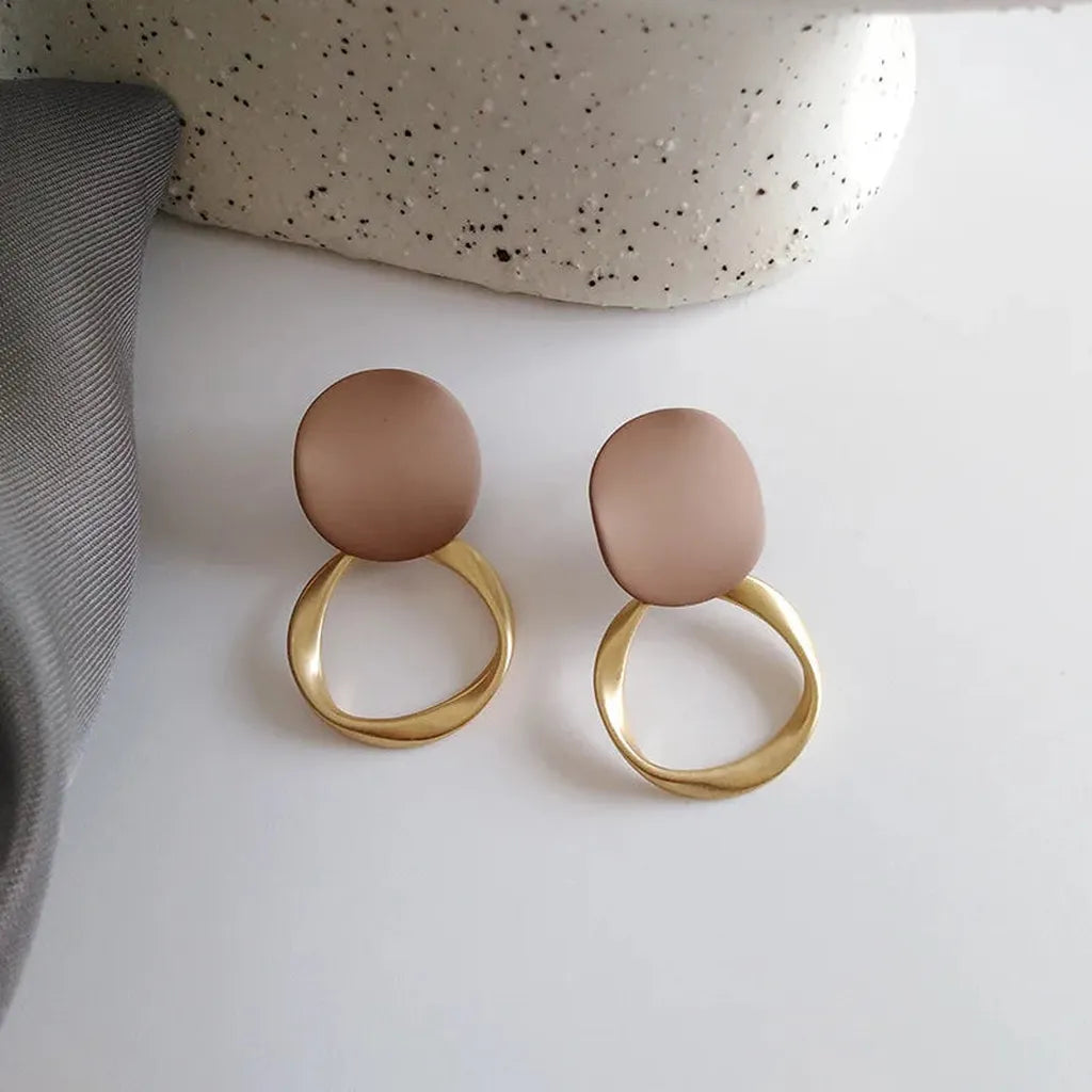 Vintage Matte Geometric Dangle Earrings-ReesJewels-ReesJewels