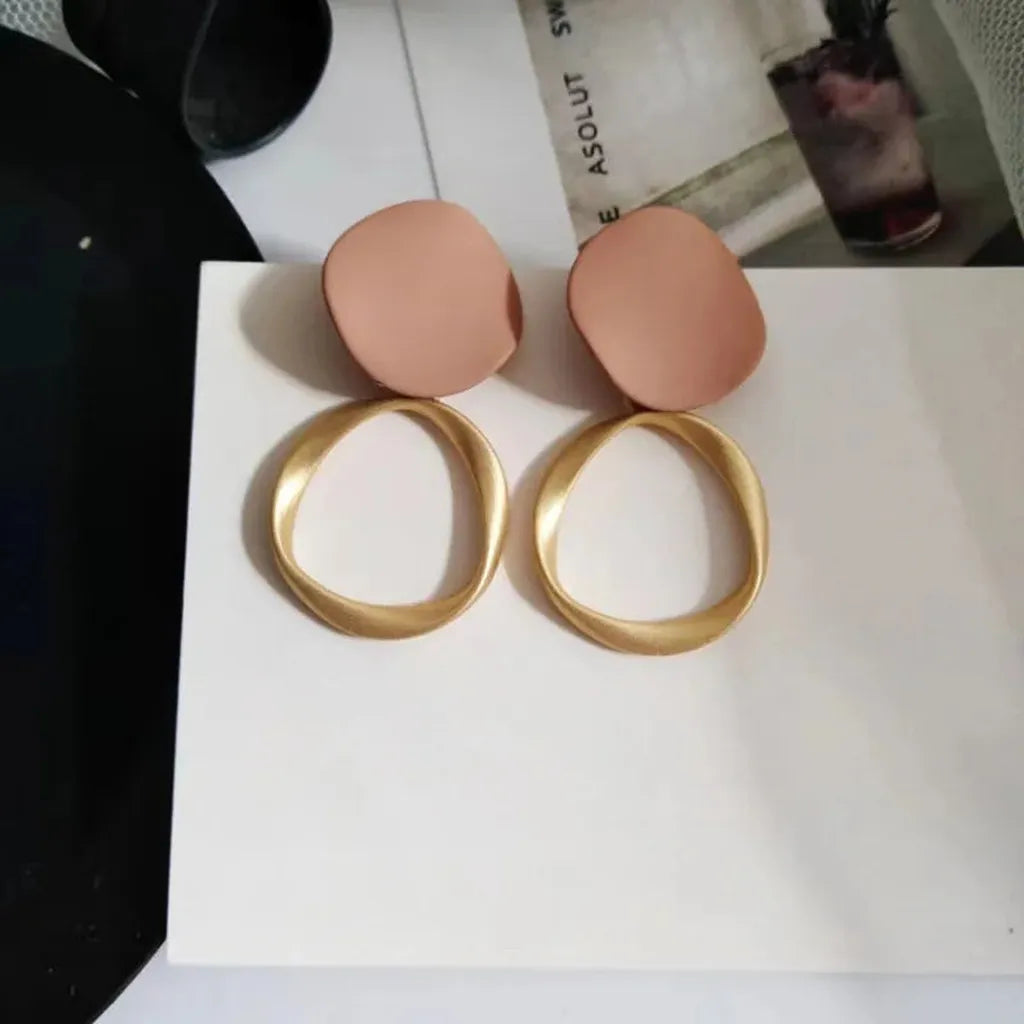 Vintage Matte Geometric Dangle Earrings-ReesJewels-ReesJewels