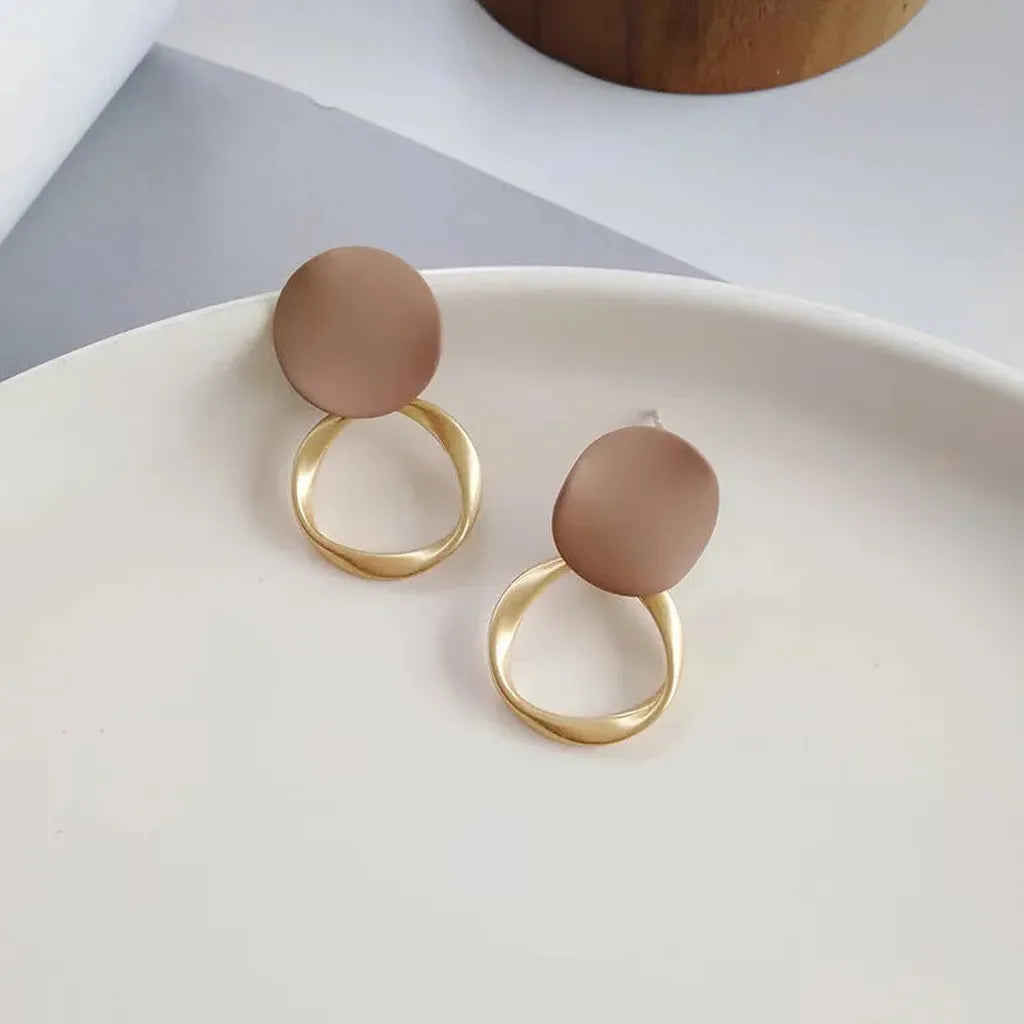 Vintage Matte Geometric Dangle Earrings-ReesJewels-ReesJewels