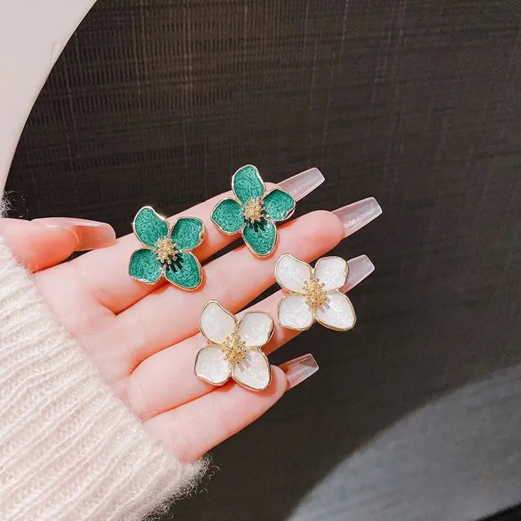 Vintage Shiny Sweet Flower Stud Earrings-ReesJewels-ReesJewels