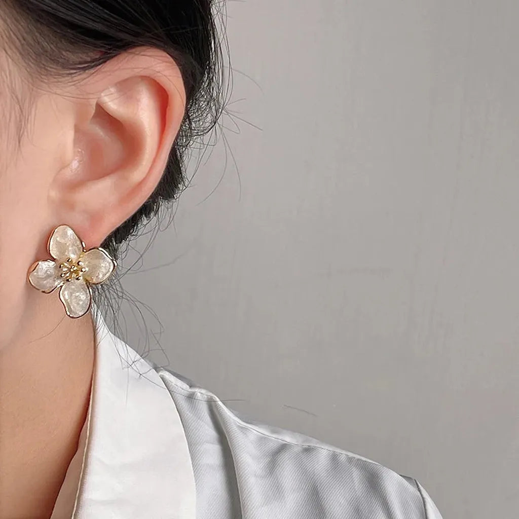 Vintage Shiny Sweet Flower Stud Earrings-ReesJewels-ReesJewels