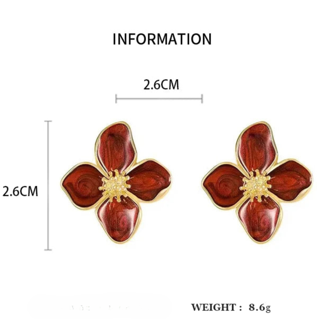 Vintage Shiny Sweet Flower Stud Earrings-ReesJewels-ReesJewels