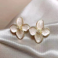 Vintage Shiny Sweet Flower Stud Earrings-ReesJewels-White-ReesJewels