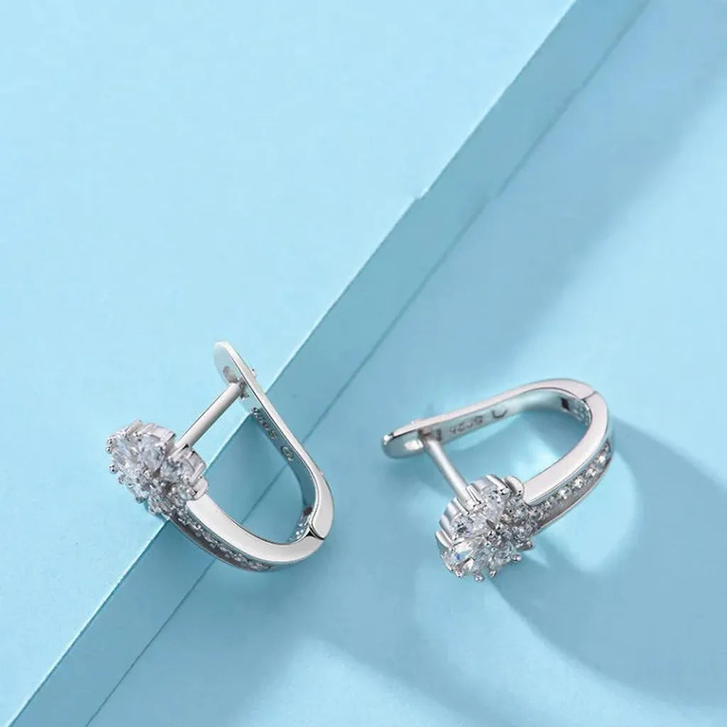 Zirconia Crystal Charm Flower Earring-ReesJewels-ReesJewels
