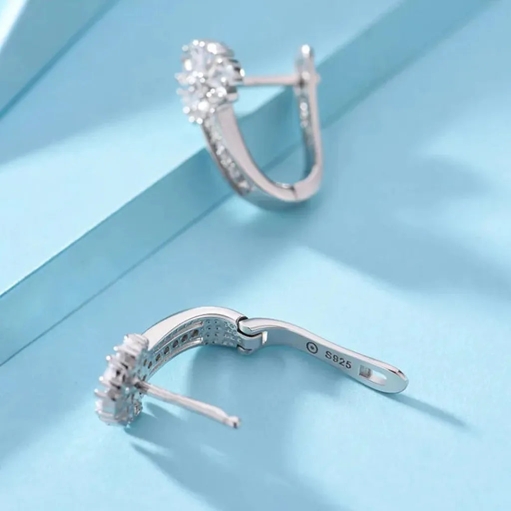 Zirconia Crystal Charm Flower Earring-ReesJewels-ReesJewels