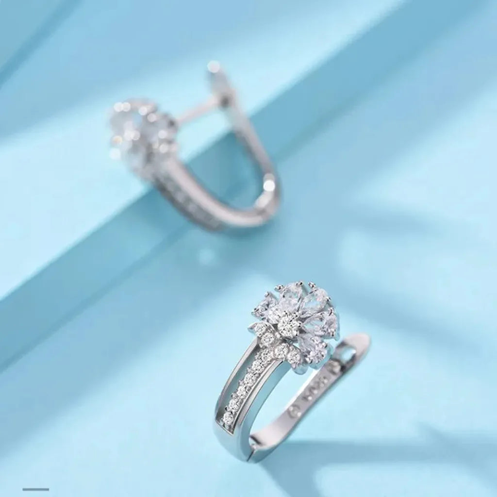 Zirconia Crystal Charm Flower Earring-ReesJewels-ReesJewels
