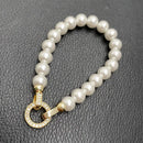 Zirconia Round Buckle Imitation Pearl Beaded Bracelet-ReesJewels-ReesJewels