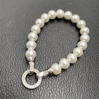 Zirconia Round Buckle Imitation Pearl Beaded Bracelet-ReesJewels-ReesJewels